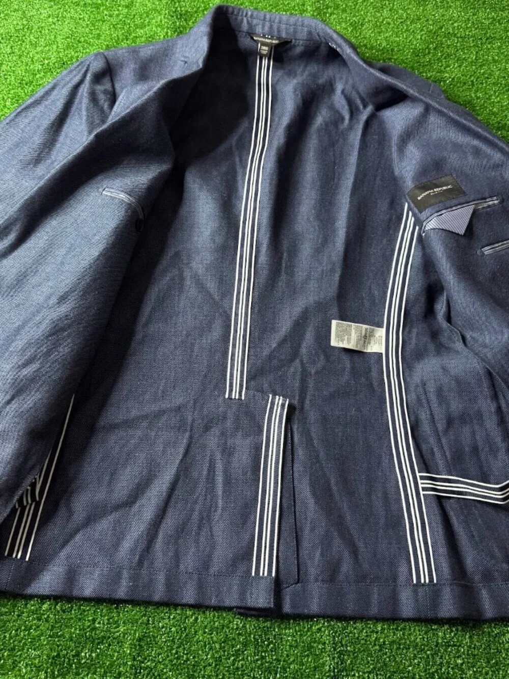 Banana Republic Men's Wool Linen Blend Blazer Navy Blue Sport Coat Size 38S
